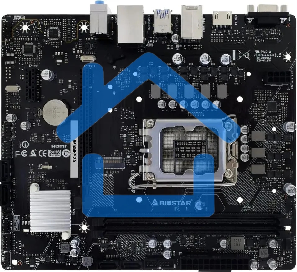 Материнская плата Biostar H610MHP 2.0, LGA 1700, Intel H610, 2xDDR4, 4xSATA, 1xM.2, 1xPCIe 4.0 x16, 1xPCIe x1, 1xHDMI, 1xVGA, 1x 1Gb LAN, 2xUSB-A 3.2 Gen 1, 4xUSB-A 2.0, 3x3.5 мм, 7.1, mATX