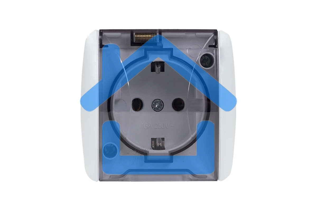 Розетка EKF EQR16-029-30-54-T PROxima Владивосток 1-местная 16А с заземлением с прозрачной крышкой IP54