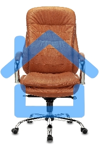 Кресло руководителя Бюрократ T-9950 Leather Ontano рыжий, кожа, крестовина хром