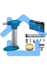 Газовый паяльник KRAFTOOL MULTI TORCH набор 8-в-1, 30-150 Вт, горелка, фен, пьезоподжиг, 1300°С