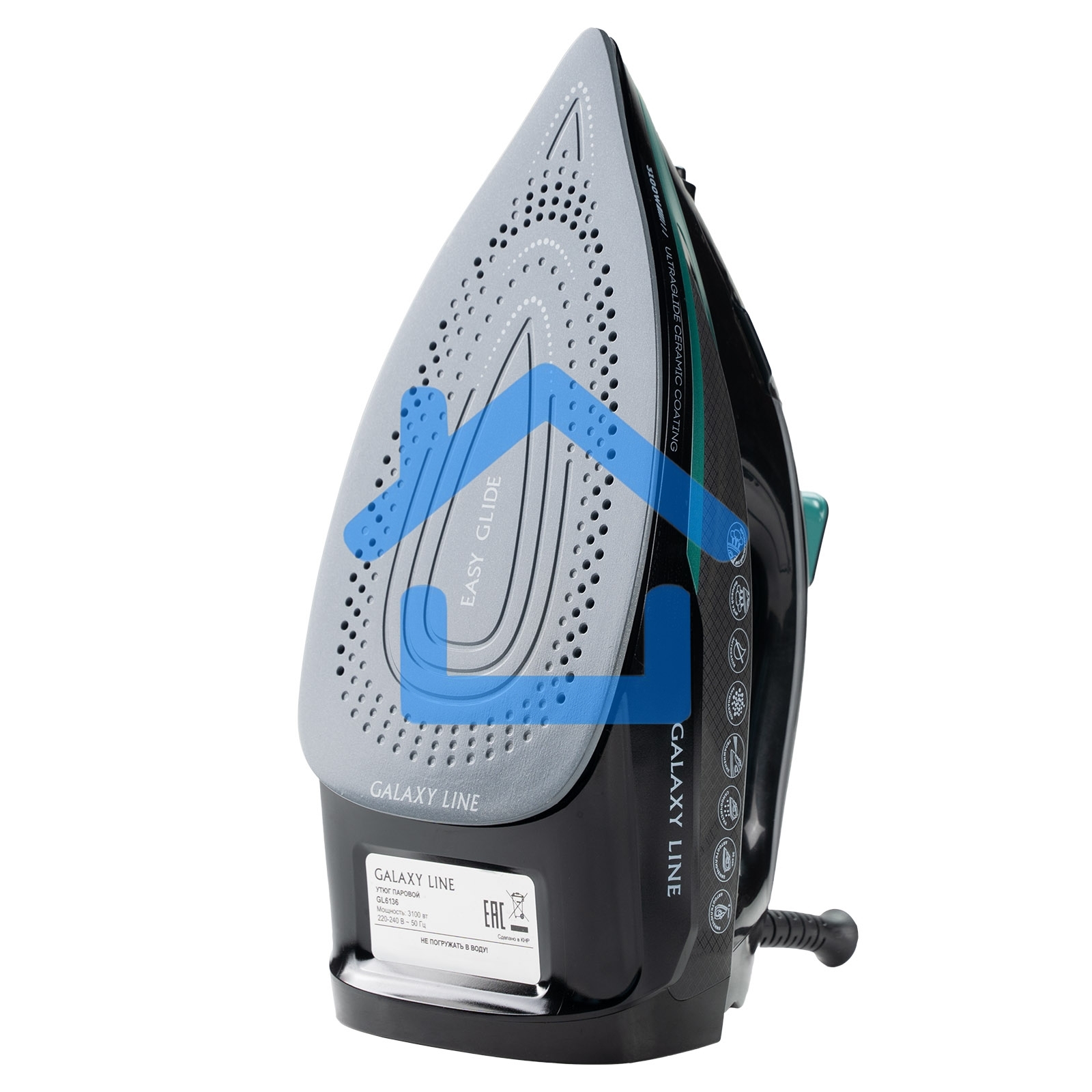 Утюг паровой Galaxy GL 6136 черный с зеленым