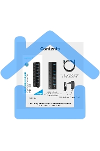 Концентратор Vention OTG USB 3.0 на 7 портов черный