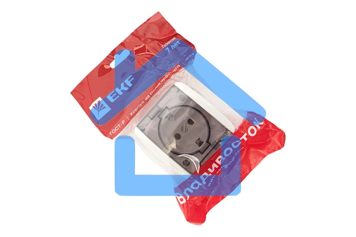 Розетка EKF EQR16-029-30-54-T PROxima Владивосток 1-местная 16А с заземлением с прозрачной крышкой IP54