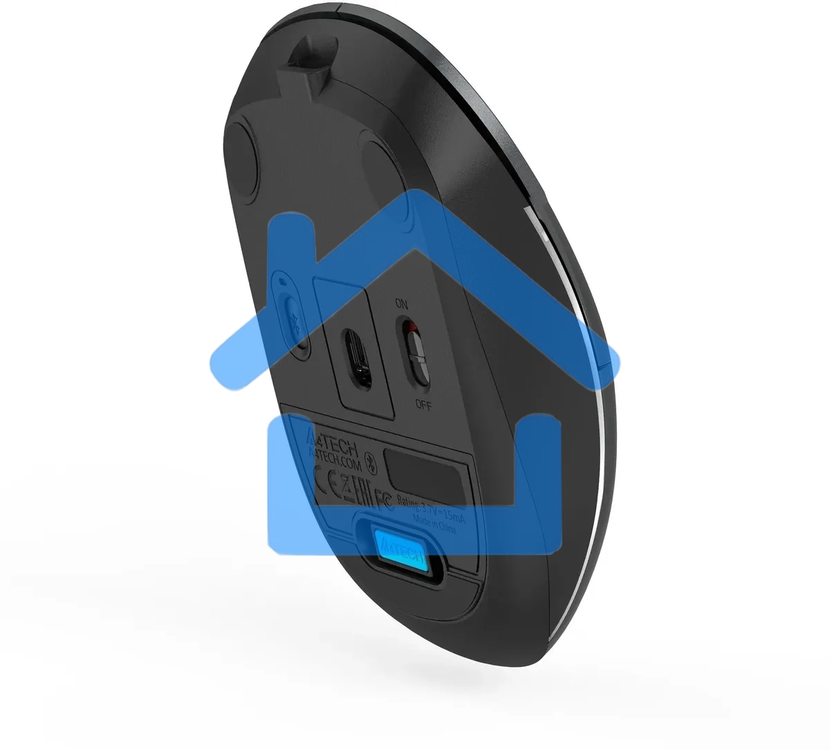 Мышь беспроводная A4Tech Fstyler FB26CS Air2 серый/черный, 2000 dpi, радиоканал, Bluetooth, USB, кнопки - 4