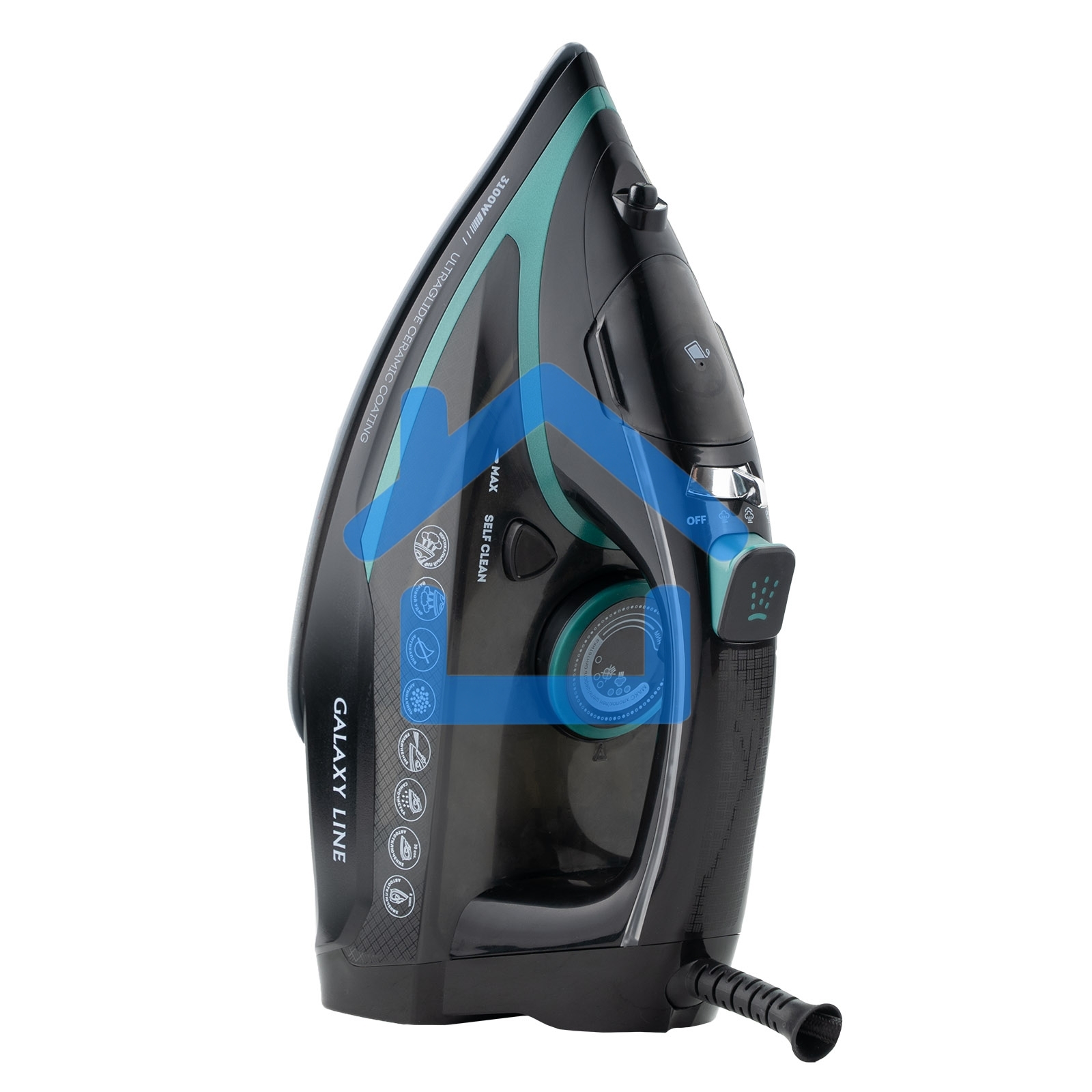 Утюг паровой Galaxy GL 6136 черный с зеленым