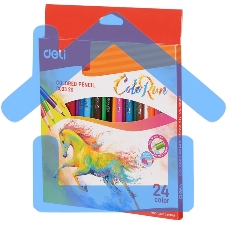 Карандаши цветные Deli EC00320 ColoRun, трехгранный профиль, тополь, 24 цвета, коробка с европодвесом (24шт) Карандаши цветные Deli EC00320 ColoRun, трехгранный профиль, тополь, 24 цвета, коробка с европодвесом (24шт)