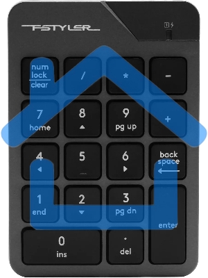 Числовой блок A4Tech FGK21C беспроводной, USB, Радиоканал, серый