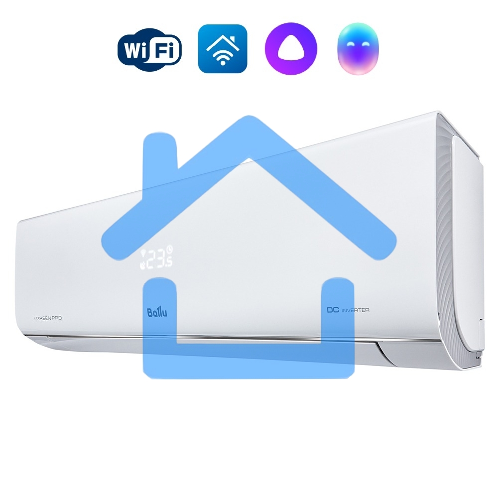 Блок внутренний сплит-системы Ballu iGreen Pro DC BSAGI/in-09HN8_V4 инвертор, 9200 BTU, 27 м², 25 дБ, охлаждение, обогрев, осушение, белый