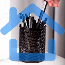 Подставка Deli E909 для письменных принадлежностей, черный, металл, сетка