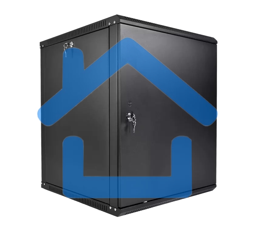 Шкаф телекоммуникационный настенный разборный ЦМО ЭКОНОМ 12U (600 x 520) дверь металл, черный (ШРН-Э-12.500.1-9005)