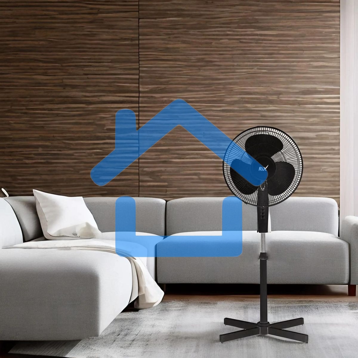 Вентилятор бытовой напольный Rix RSF-3000B, черный