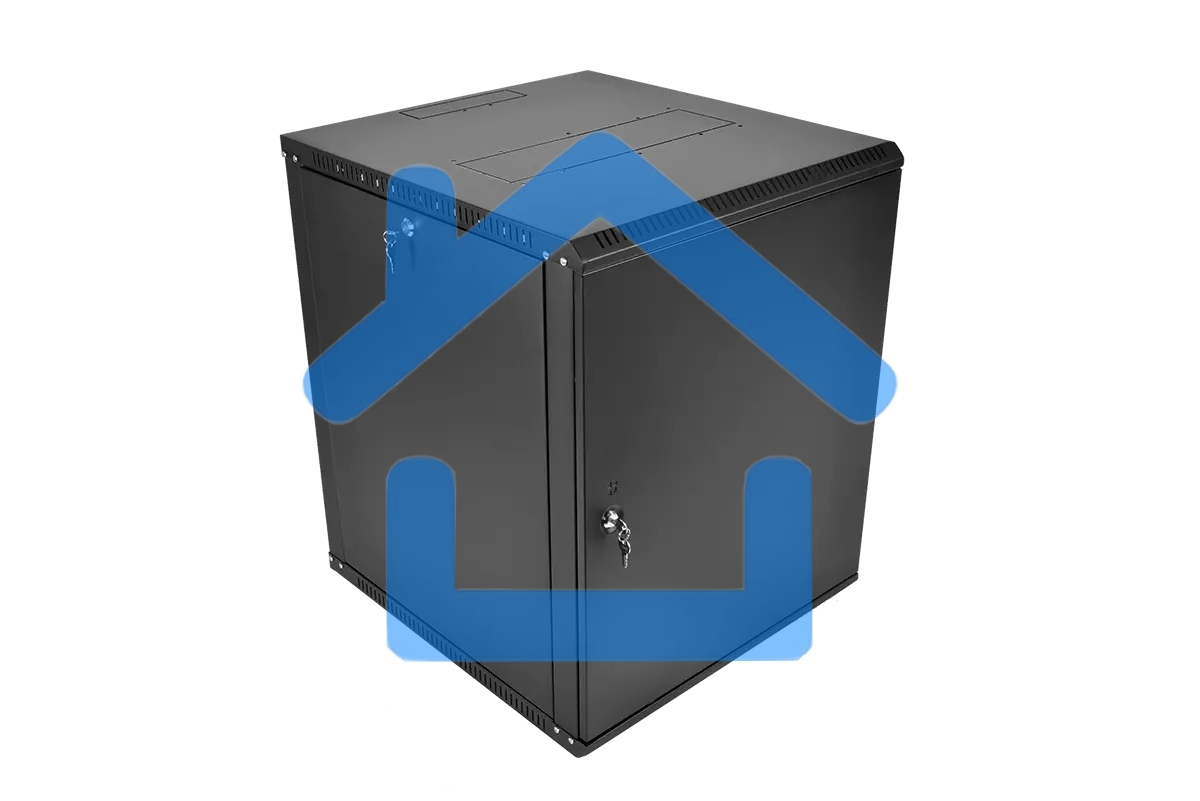 Шкаф телекоммуникационный настенный разборный ЦМО ЭКОНОМ 12U (600 x 520) дверь металл, черный (ШРН-Э-12.500.1-9005)
