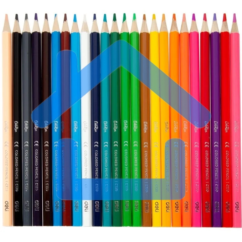 Карандаши цветные Deli EC130-24 ColoRun, шестигранный профиль, дерево 24 цвета, коробка с европодвесом (24шт)