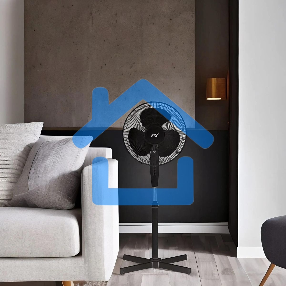 Вентилятор бытовой напольный Rix RSF-3000B, черный