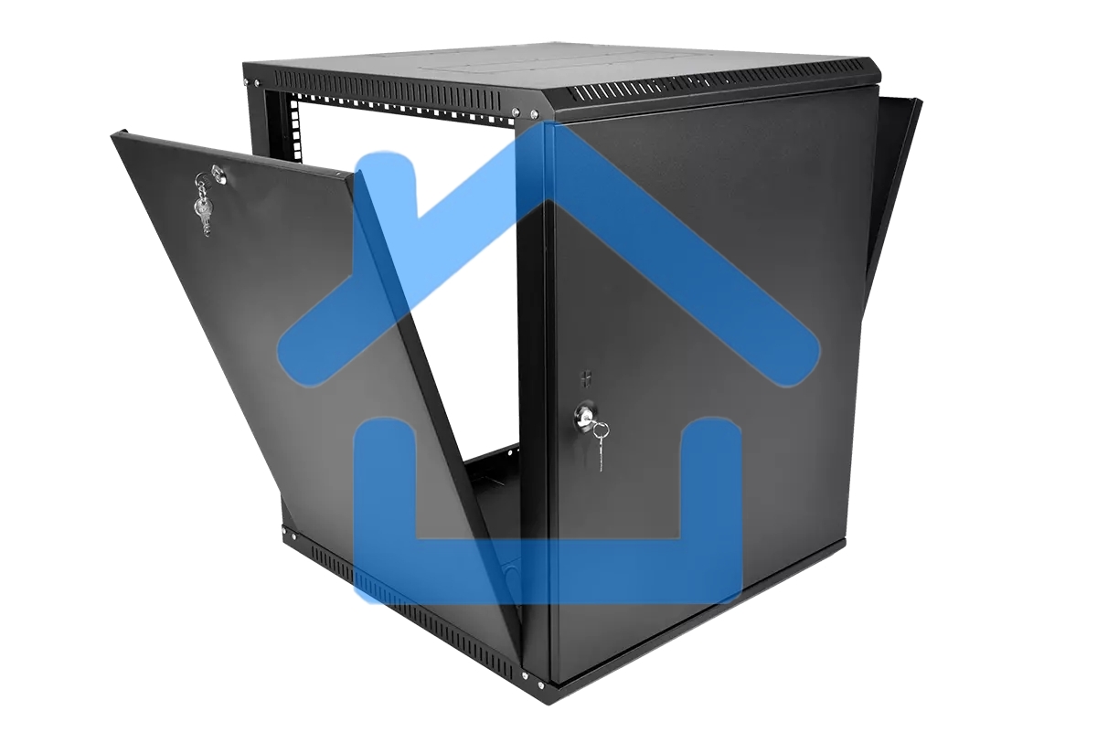 Шкаф телекоммуникационный настенный разборный ЦМО ЭКОНОМ 12U (600 x 520) дверь металл, черный (ШРН-Э-12.500.1-9005)