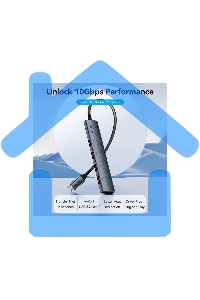 Концентратор Vention OTG USB 3.2 Gen 2 Type-C на 4 USB порта + USB-C PD Серый - 0.15м.