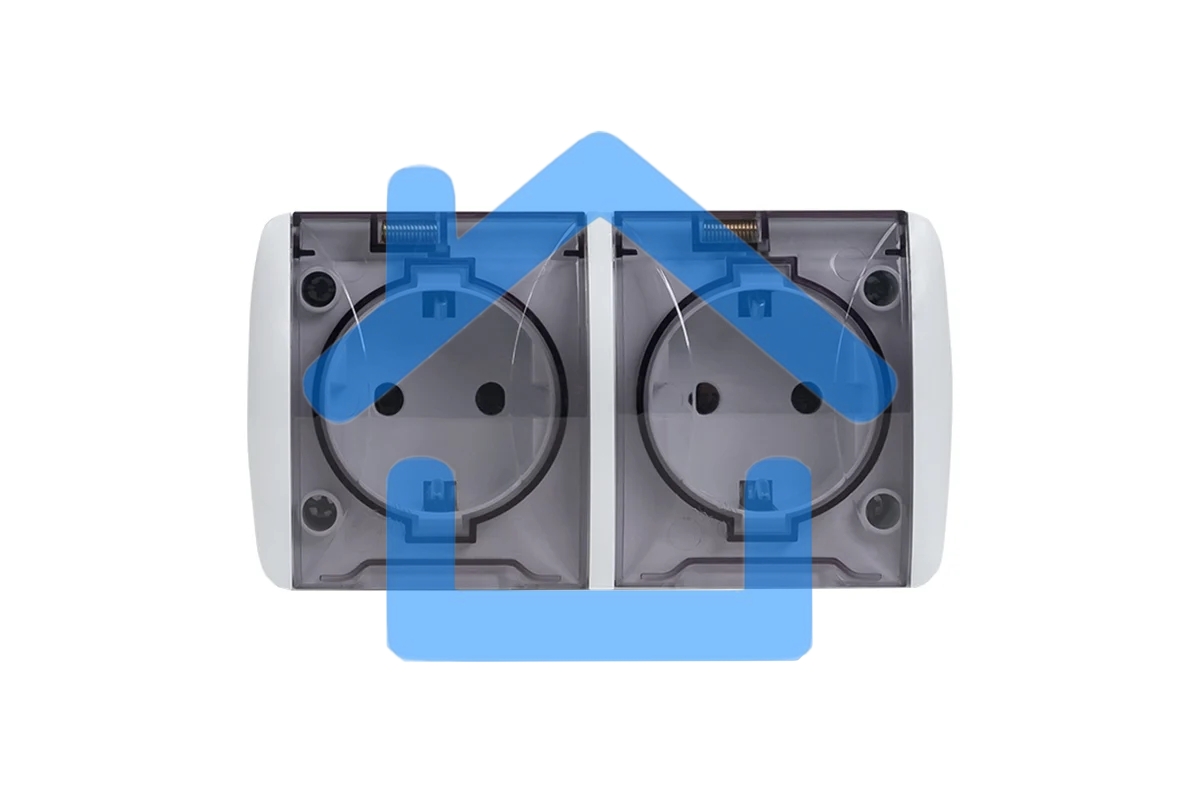 Розетка EKF EQR16-129-30-54-T PROxima Владивосток 2-местная 16А с заземлением с прозрачной крышкой IP54