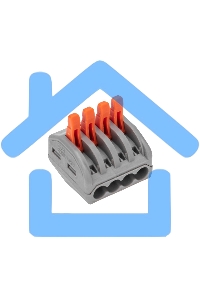 Универсальная клемма Rexant СМК 222-414, 4-проводная серая 0,08-2,5/4 мм² (блистер 10 шт/уп)