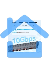 Концентратор Vention OTG USB 3.2 Gen 2 Type-C на 4 USB порта + USB-C PD Серый - 0.15м.