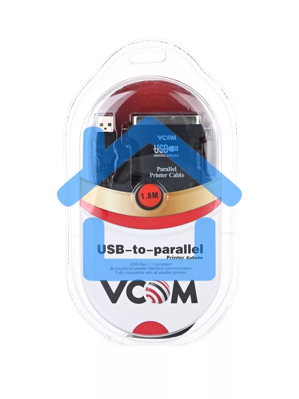 Кабель AM/LPT 1.8м VCOM Кабель-адаптер USB -> LPT (прямое подключение к LPT порту принтера), VUS7052