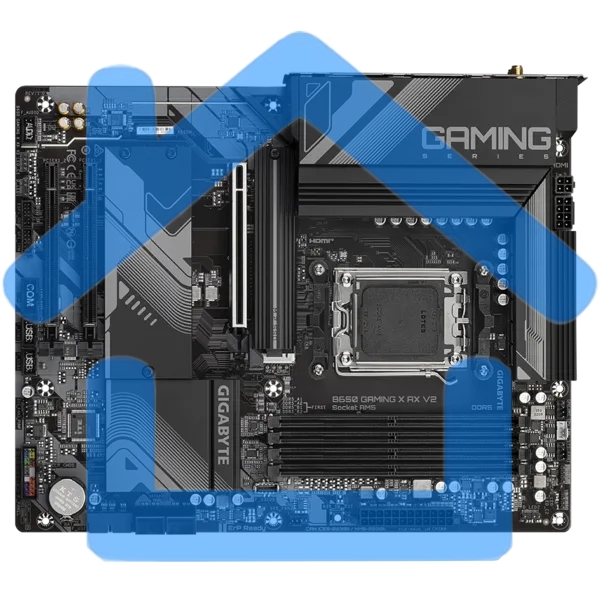 Материнская плата Gigabyte B650 GAMING X AX V2, AM5, AMD B650, 4xDDR5, 4xSATA, 3xM.2, 1xPCI-E 4.0 x16, 2xPCI-E 3.0 x1, 1xUSB-A 3.2 Gen 2, 3xUSB-A 3.2 Gen 1, 1xUSB-C 3.2 Gen 2, 1x 2.5Gb LAN, 3x3.5 мм, 7.1, ATX
