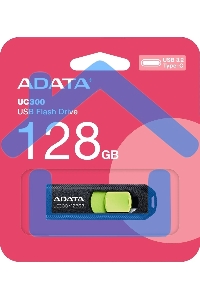 Флешка USB ADATA UC300 (ACHO-UC300-128G-RBK/GN), 128 Gb, Type-C USB 3.2, R/W 100/30, черный/зеленый