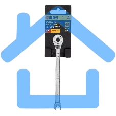 Ключ комбинированный трещоточный Denzel 6 мм, CrV, матовый хром 14700