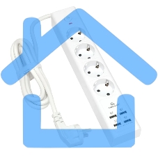 Сетевой фильтр Cablexpert Exnovo EXN-4-U4-W-2, 4р, 16А, 4хUSB, 3.4A, 2м, ур.защиты 4+, белый, коробка