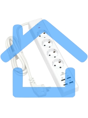 Сетевой фильтр Cablexpert Exnovo EXN-4-U4-W-2, 4р, 16А, 4хUSB, 3.4A, 2м, ур.защиты 4+, белый, коробка