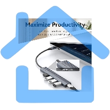 Концентратор Vention OTG USB 3.2 Gen 2 Type-C на 4 USB порта + USB-C PD Серый - 0.15м.