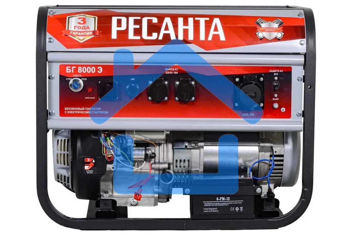 Электрогенератор бензиновый Ресанта БГ 8000 Э, 7 кВт, 66 дБ, 76.8 кг