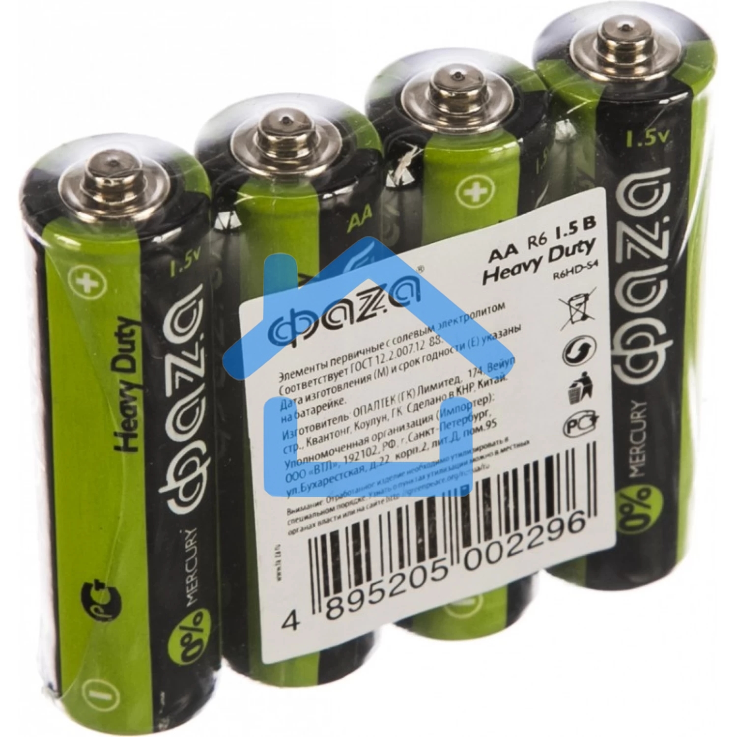 Элементы питания солевые R 6 (AA) ФАZА Heavy Duty, 4шт.