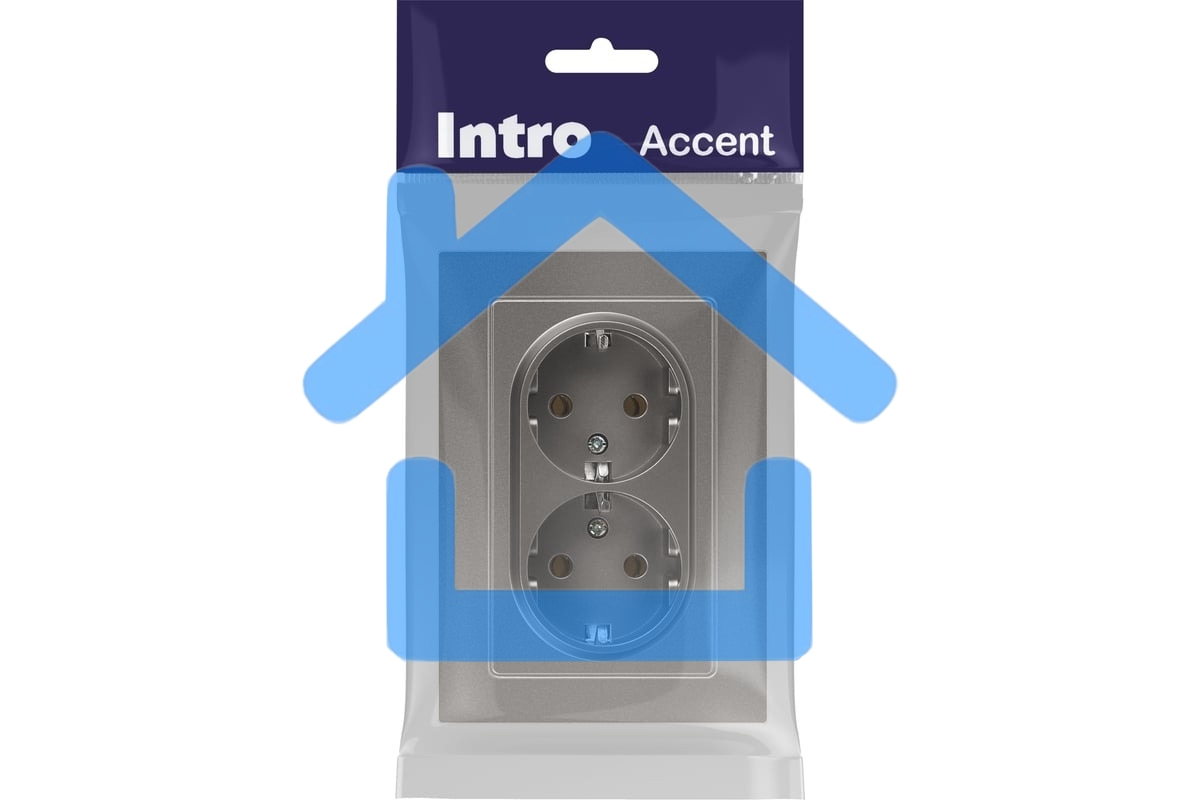 Розетка Intro Accent 6-205-09 двойн. 2X2P+E Schuko 16А-250В IP20 СУ AL/CU титан Б0063500