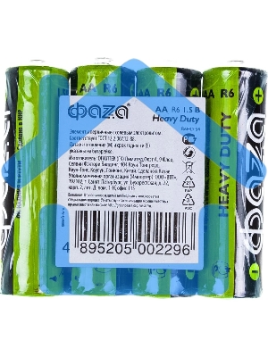 Элементы питания солевые R 6 (AA) ФАZА Heavy Duty, 4шт.