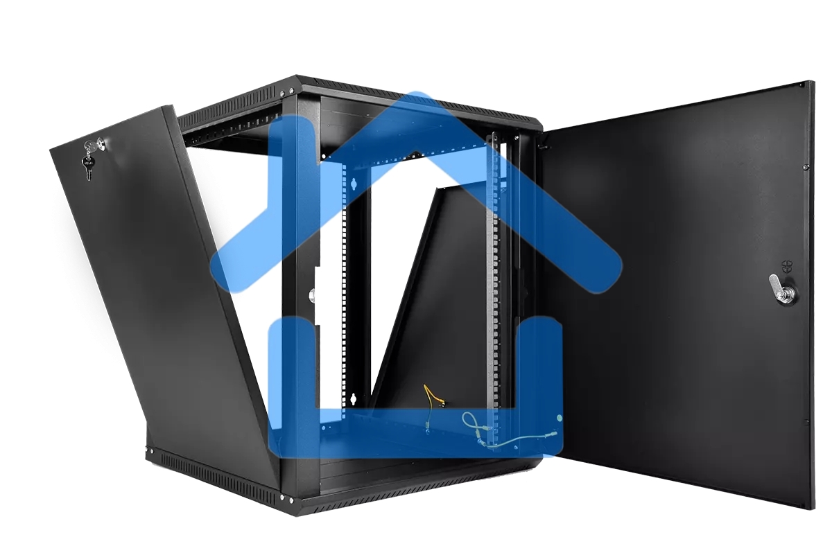 Шкаф телекоммуникационный настенный разборный ЦМО ЭКОНОМ 12U (600 x 350) дверь металл, черный (ШРН-Э-12.350.1-9005)