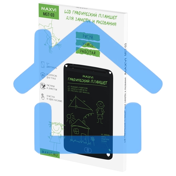 Планшет LCD для заметок и рисования Maxvi MGT-03 black