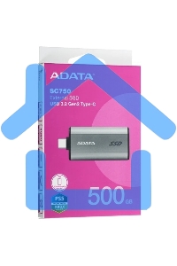 Внешний SSD ADATA SC750, 500 GB, USB 3.2 Gen 2 Type-C, R/W 1050/1000, черный