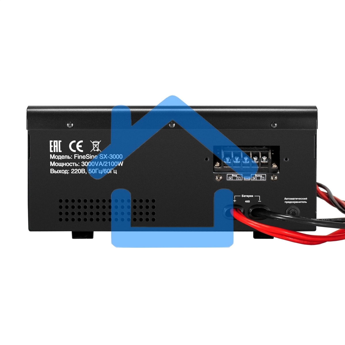 Комплект ИБП EX296003RUS + батарея 45Aч EX285666RUS 4шт (инвертор, синус, для котла, настенный) ExeGate FineSine SX-3000.LCD.AVR.2SH.T <3000VA/2100W, чистая синусоида, цветной LCD-дисплей, AVR, 2*Schuko+клеммы, линейно-интерактивный, крепление настенное, 