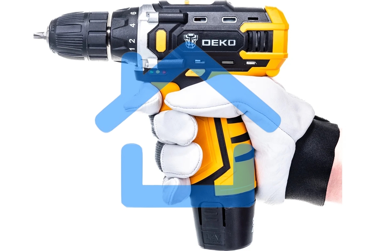 Дрель-шуруповерт Deko DKCD12FU-Li, Аккумуляторная, 20В, 2 АКБ, Кейс