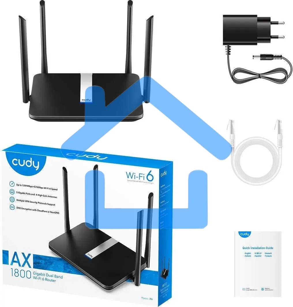 Роутер беспроводной Cudy X6 AX1800 10/100/1000BASE-TX черный