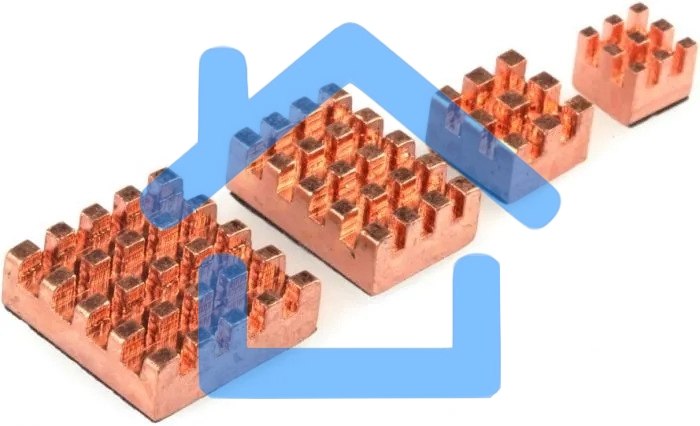 Набор радиаторов QUMO, 4 in 1 pure copper heat sink for Raspberry Pi 4B/4/3B/3/2, медь(RS015)