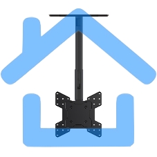 Потолочное крепление Wize Pro C5524A для дисплеев 2655, VESA 75x75, 100x100, 200x100, 200x200, 300x300, 400х400 мм наклон +20°, поворот 360°, длина штанги 46-61 cм, до 36 кг, черный
