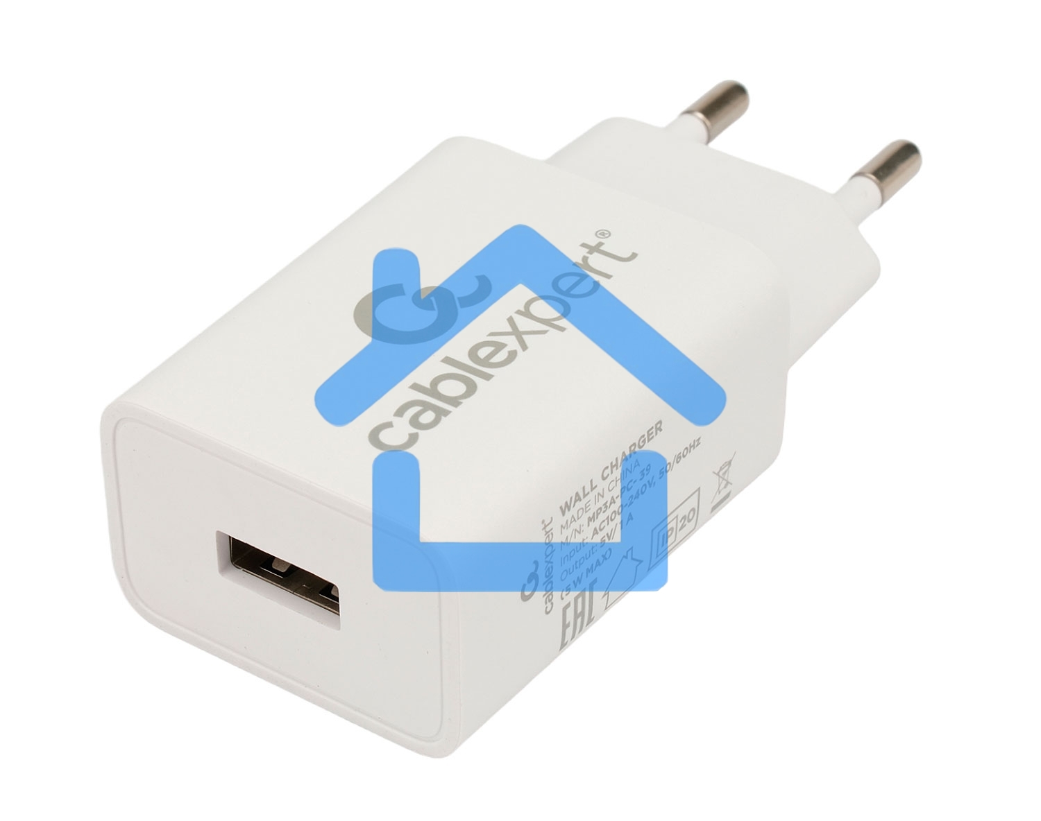 Адаптер питания Cablexpert MP3A-PC-39 100/220V - 5V USB 1 порт, 1A, белый