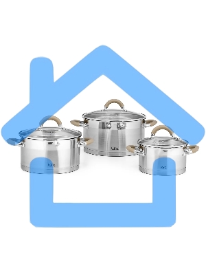 Набор посуды LARA LR02-119 БЕРЛИН 6 пр. 1.7+3.1+5.5 л, 16 см, 20 см, 24 см капсулированное индукционное дно, крышка дуршлаг