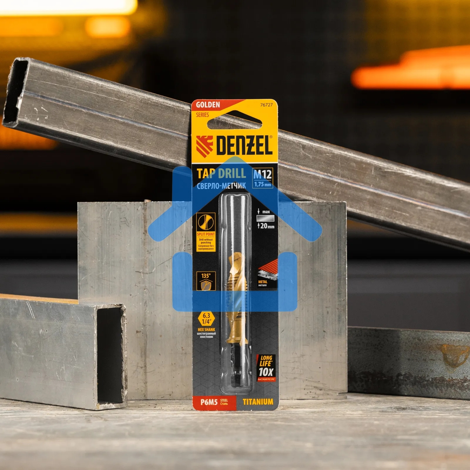 Сверло-метчик Denzel М12 х 1,75 мм, Р6М5