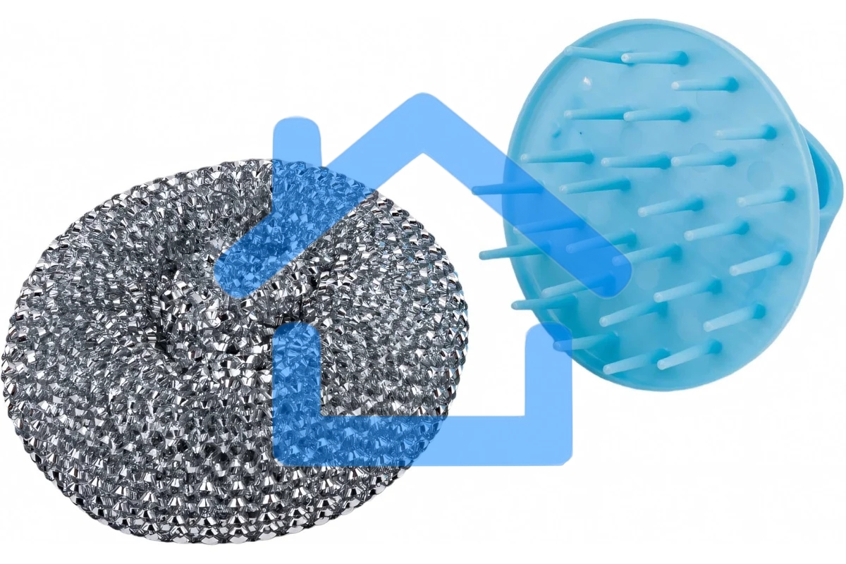 Губка для мытья посуды SM-06 с держателем (металл) (104465)