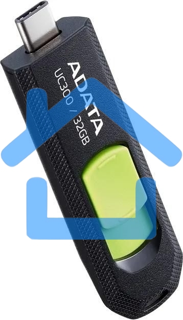 Флешка USB ADATA UC300 (ACHO-UC300-32G-RBK/GN), 32Gb, Type-C USB 3.2, R/W 100/30, черный / зеленый