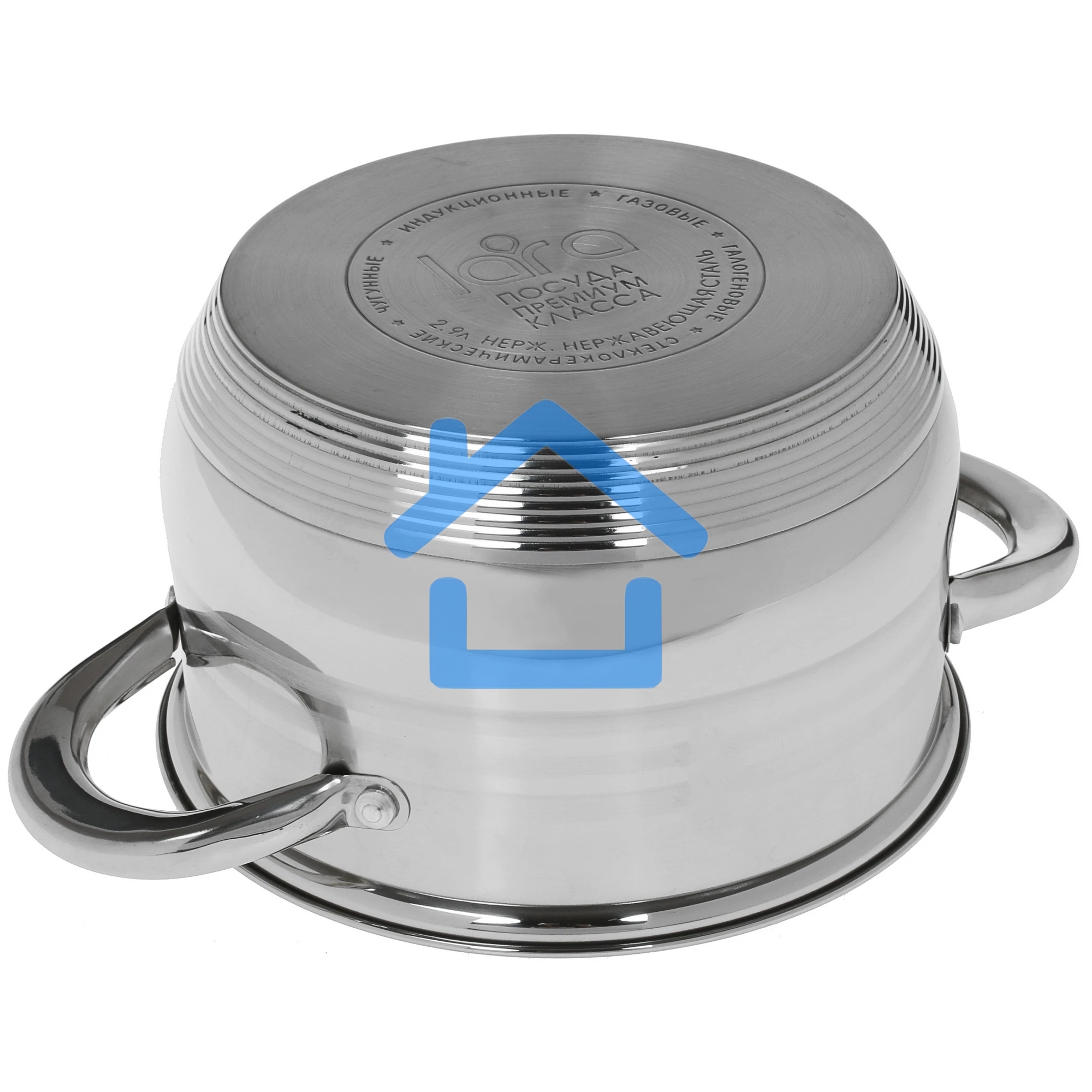 Кастрюля LARA LR02-581 SONATA 18x11,5 см, 2.9 л, 7-СТУПЕНЧАТОЕ ДНО, комбо-полировка, крышка, нержавеющая сталь