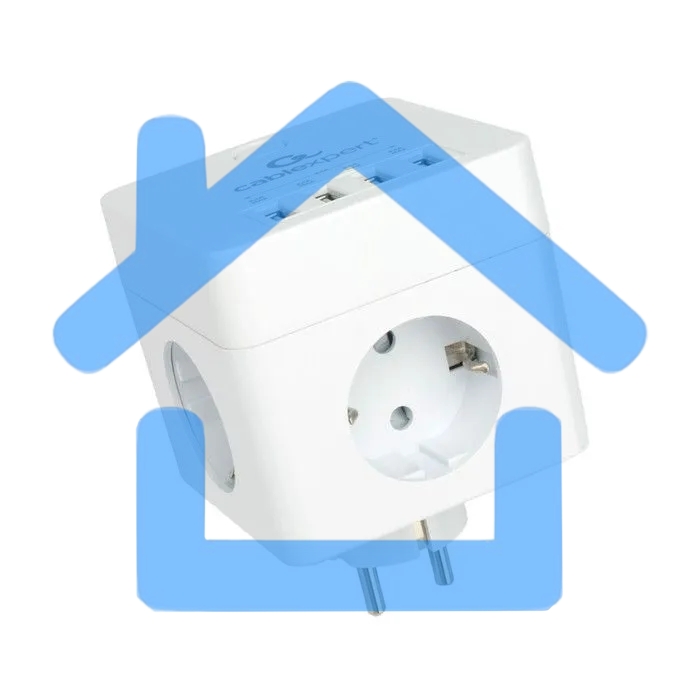 Сетевой фильтр Cablexpert Cube CUBE-4-U4-W, 4 р, 16А, 4хUSB, ур.защиты 2+, белый, коробка