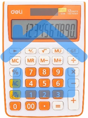Калькулятор настольный Deli E1238/OR оранжевый 12-разр.